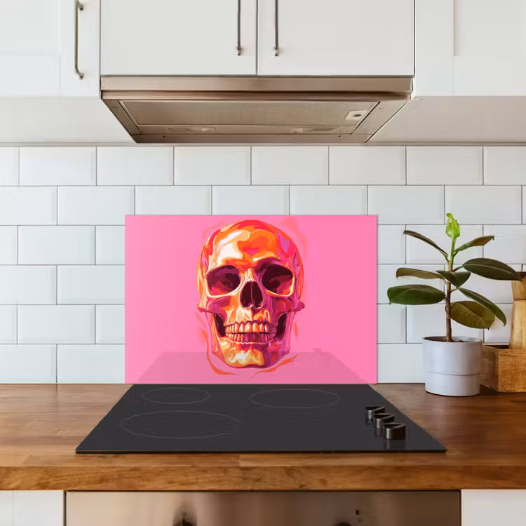 Paraschizzi cucina - Rosa brillante - Denti - Cranio — 3