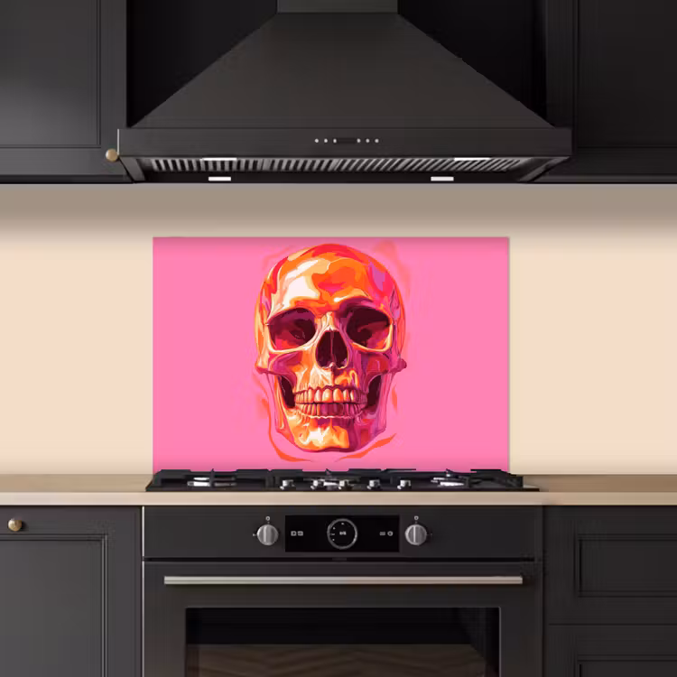 Paraschizzi cucina - Rosa brillante - Denti - Cranio — 5