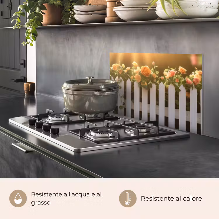 Paraschizzi cucina - Rose - Recinzione - Luce solare — 2