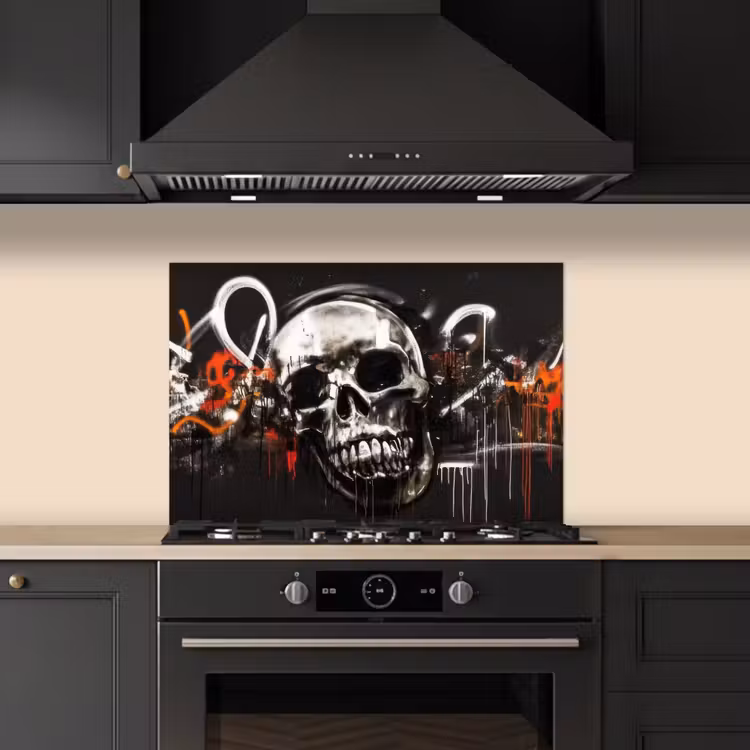 Paraschizzi cucina - Teschi - Arte - Scuro - Rosso — 5
