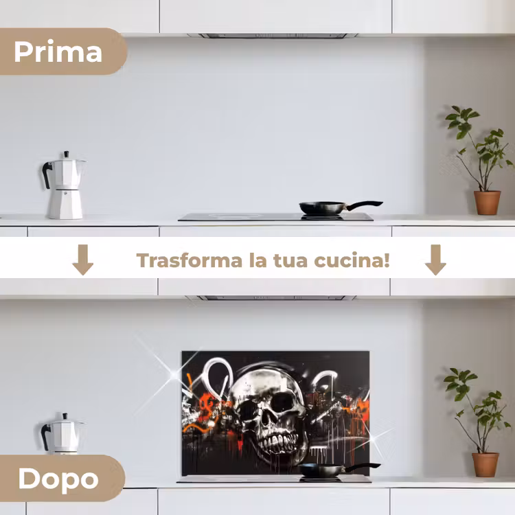 Paraschizzi cucina - Teschi - Arte - Scuro - Rosso — 7
