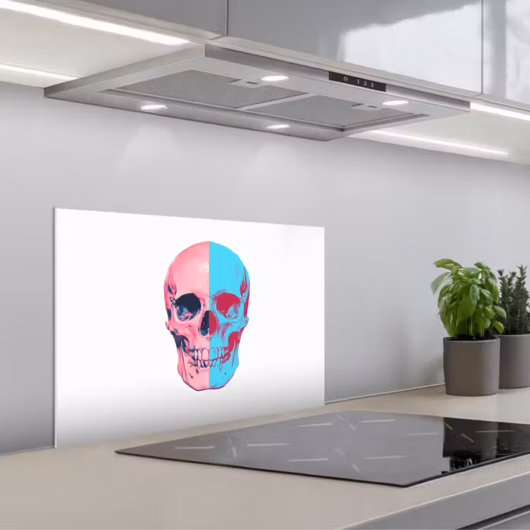 Paraschizzi cucina - Teschio - Grafica - Rosa - Diviso — 1