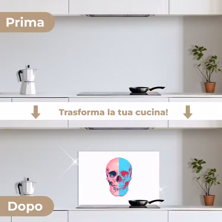 Paraschizzi cucina - Teschio - Grafica - Rosa - Diviso — 7