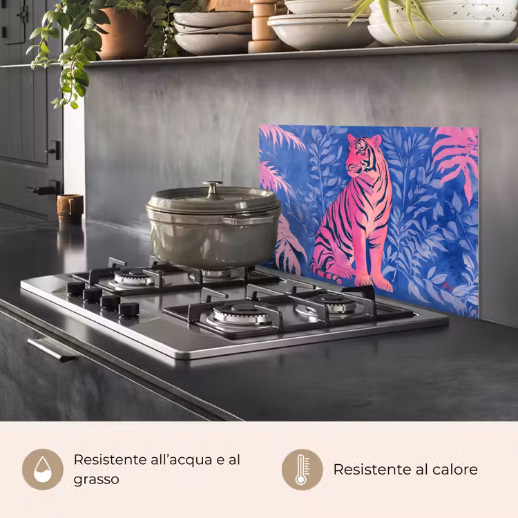 Paraschizzi cucina - Tigre - Rosa - Foglia - Giungla — 2