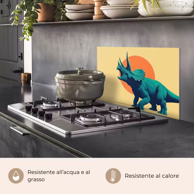 Paraschizzi cucina - Triceratopo - Cerchio - Arancione - Corna — 2