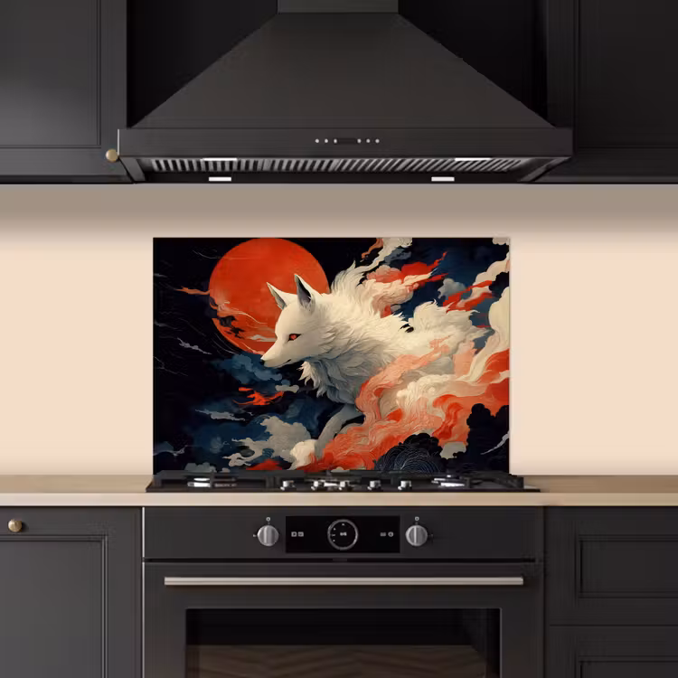 Paraschizzi cucina - Volpe bianca - nuvole - luna — 5