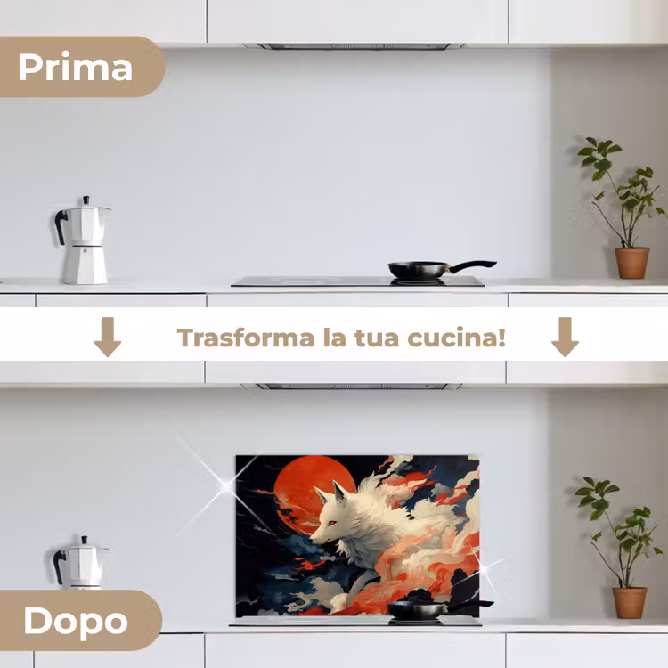 Paraschizzi cucina - Volpe bianca - nuvole - luna — 7