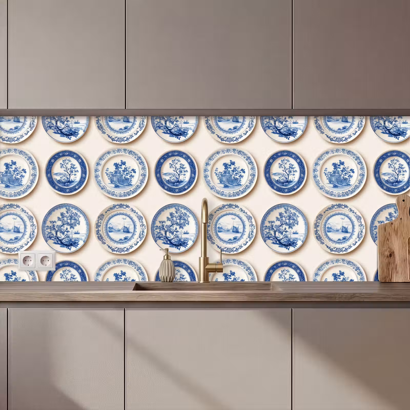 Schienale cucina - Segni - Alberi - Piante - Blu — 1