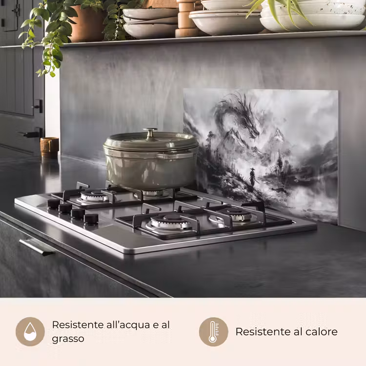 Paraschizzi cucina - Guerriero - Drago - Grigio — 2