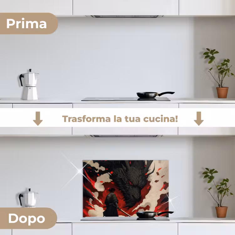 Paraschizzi cucina - Guerriero - Drago - Nero - Rosso - Fumo — 7
