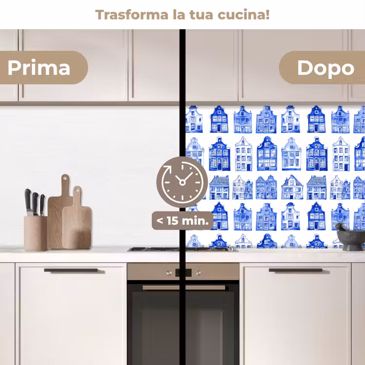 Schienale cucina - Motivo - Case - Blu — 3