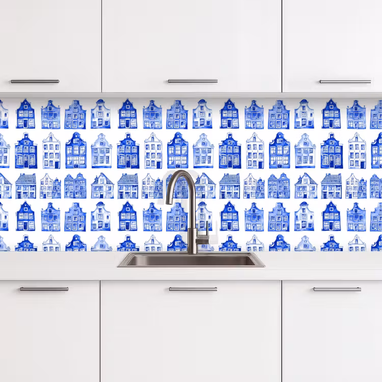 Schienale cucina - Motivo - Case - Blu — 4