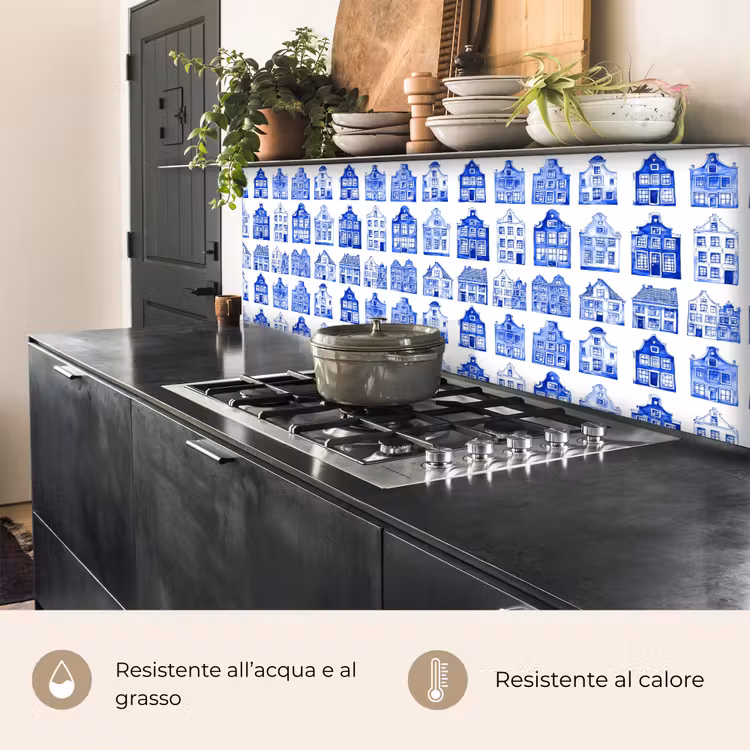 Schienale cucina - Motivo - Case - Blu — 5