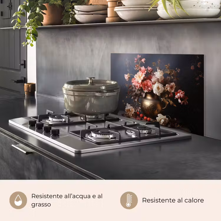 Paraschizzi cucina - Natura morta - Fiori - Rose - Bouquet - Vaso — 2
