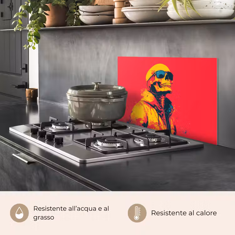 Paraschizzi cucina - Occhiali da sole - Teschio - Giacca - Rosso — 2