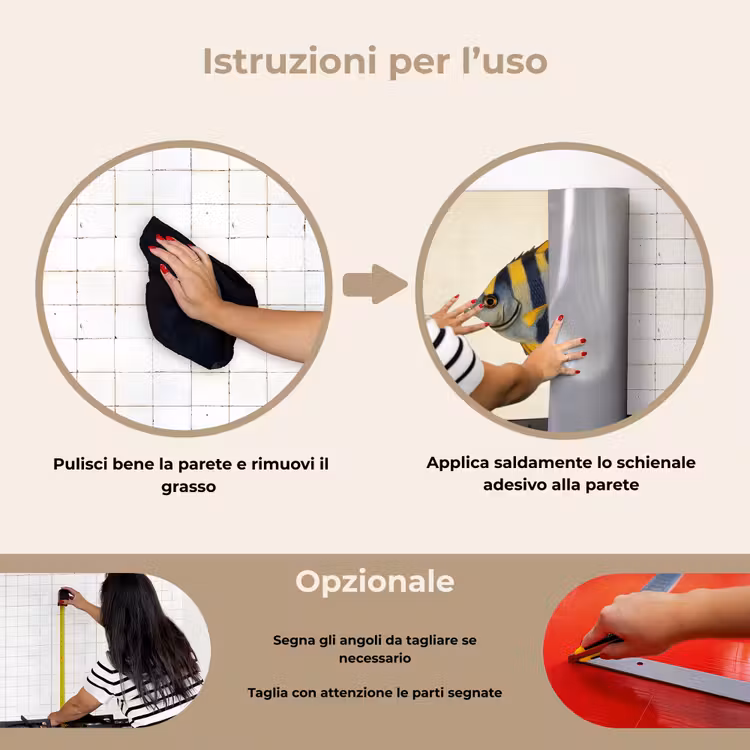 Paraschizzi cucina - Pesce - Decorativo - Pinne - Illustrazione — 6