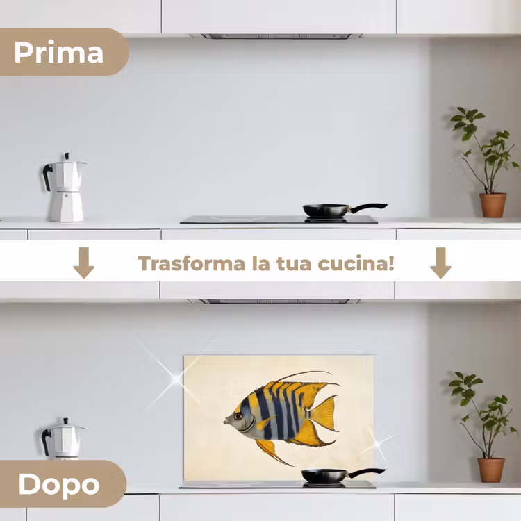 Paraschizzi cucina - Pesce - Decorativo - Pinne - Illustrazione — 7