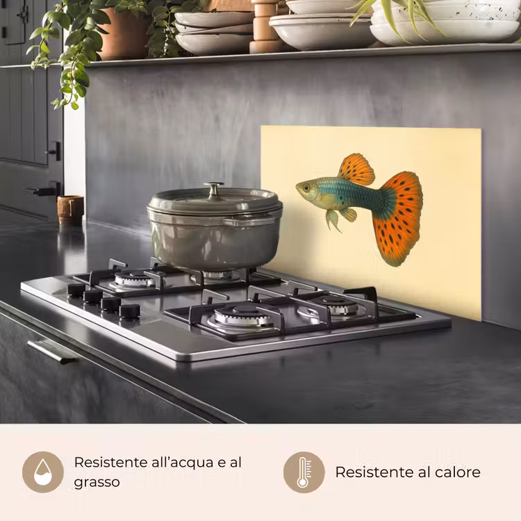 Paraschizzi cucina - Pesce - illustrazione - Puntini - Arancione — 2