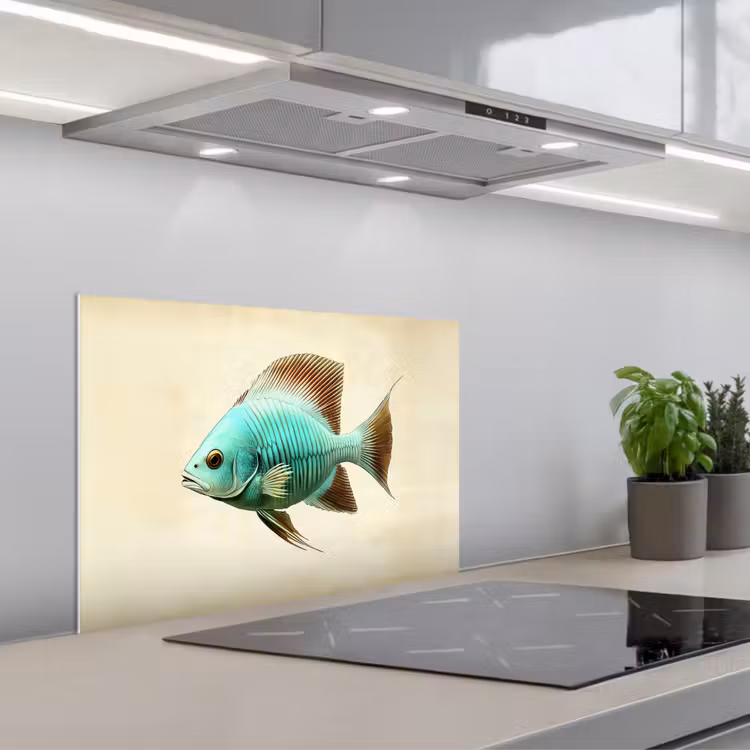 Paraschizzi cucina - Scaglie - Pesce - Menta - Minimalista — 1