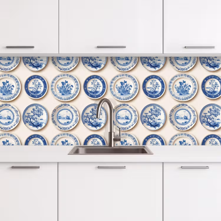Schienale cucina - Segni - Alberi - Piante - Blu — 4