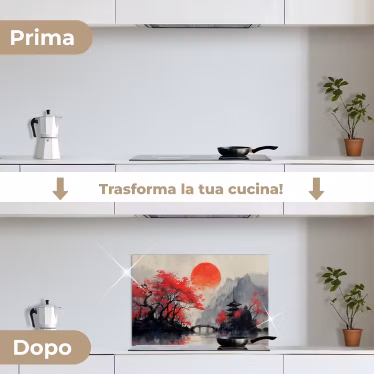 Paraschizzi cucina - Sole rosso - Fiume - Ponte - Alberi — 7