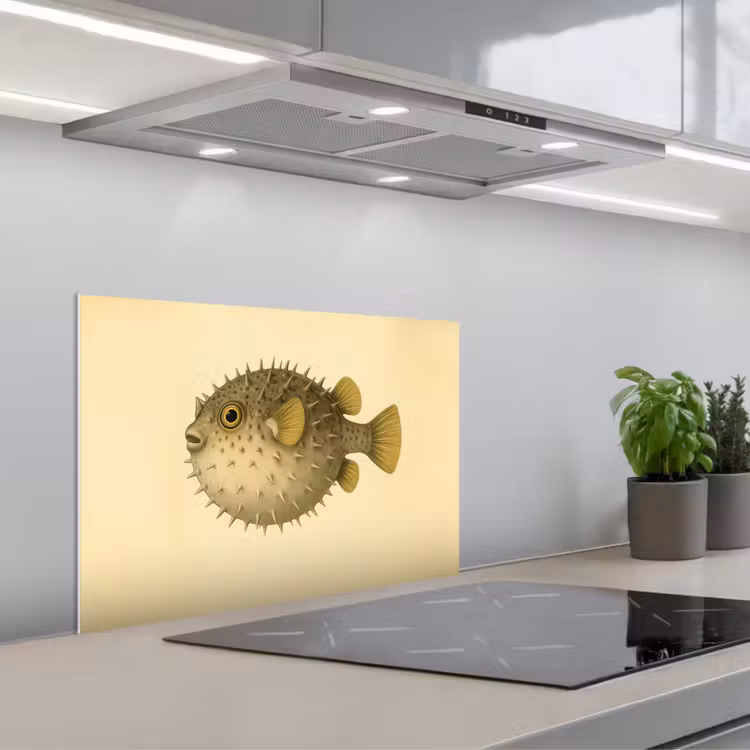 Paraschizzi cucina - Spine - Pesce - Gonfio - Marrone — 1