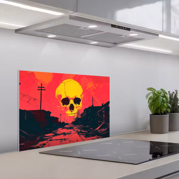 Paraschizzi cucina - Strada - Abbandonato - Teschio - Giallo — 1