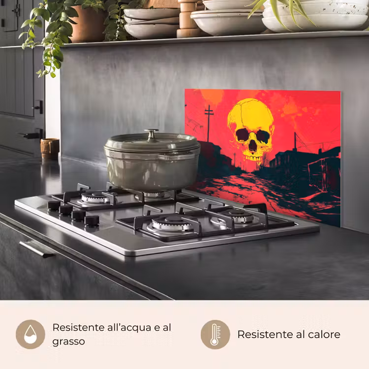 Paraschizzi cucina - Strada - Abbandonato - Teschio - Giallo — 2