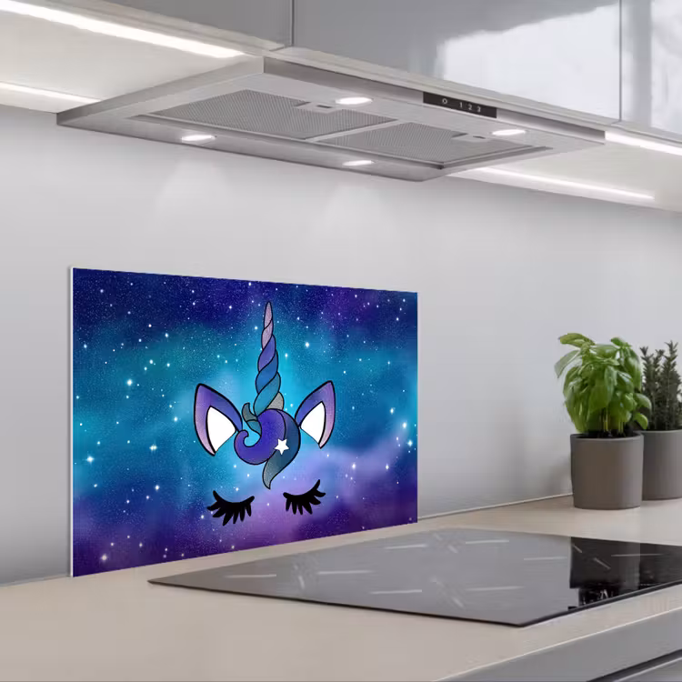 Paraschizzi cucina - Unicorno - Cielo stellato - Blu — 1