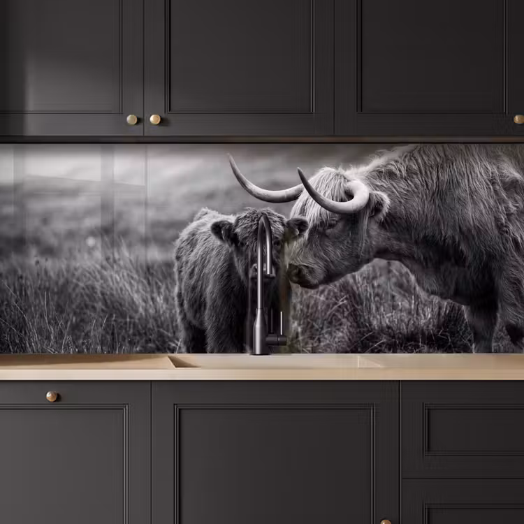 Schienale cucina - Highlander scozzese - Vitello - Nero - Bianco — 6