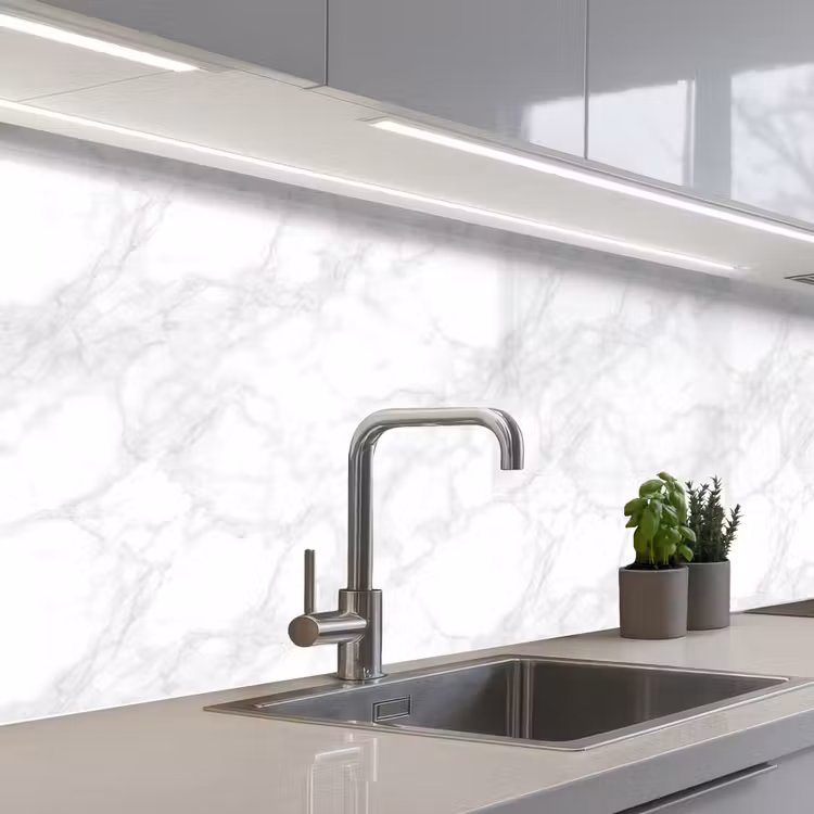 Schienale cucina - Minimalista - Bianco - Grigio venato — 2