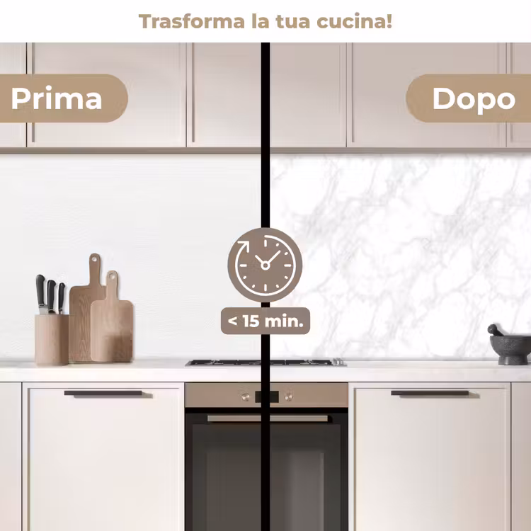 Schienale cucina - Minimalista - Bianco - Grigio venato — 3
