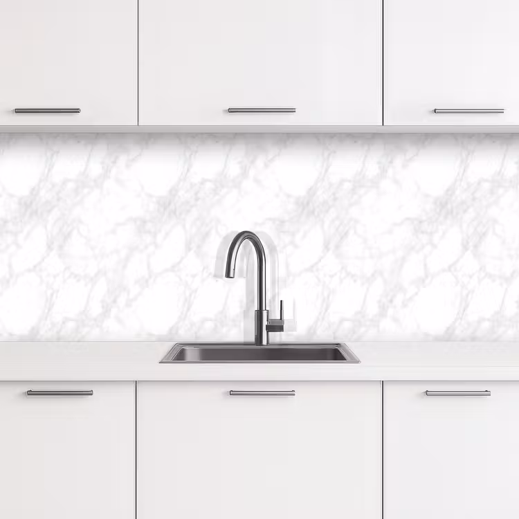 Schienale cucina - Minimalista - Bianco - Grigio venato — 4