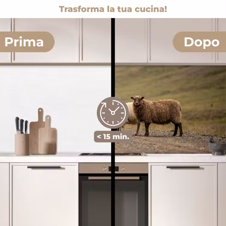 Schienale cucina - Pecora - Marrone - Bianco - Sentiero di ghiaia — 3