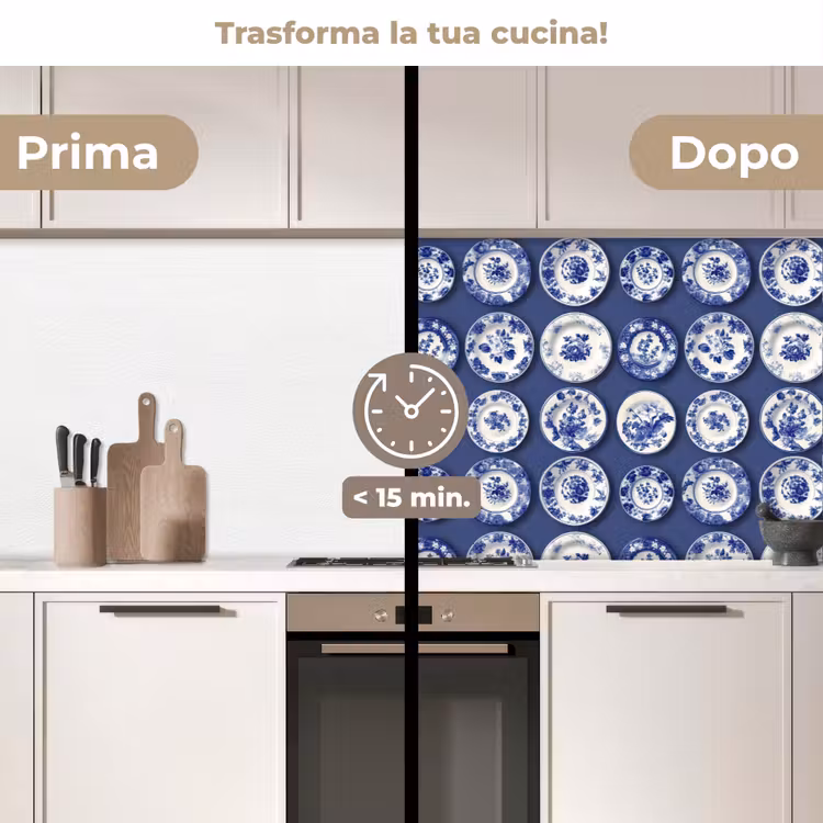 Schienale cucina - Piatti - Floreale - Blu — 3