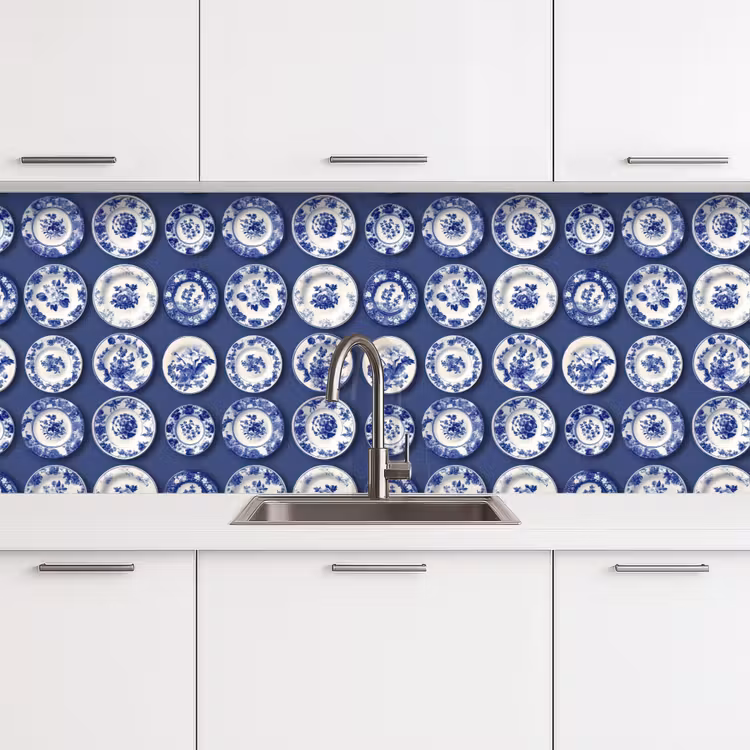 Schienale cucina - Piatti - Floreale - Blu — 4