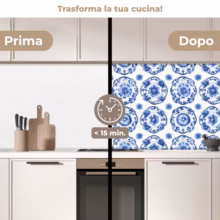 Schienale cucina - Piatti ornamentali - Fiori - Blu — 3