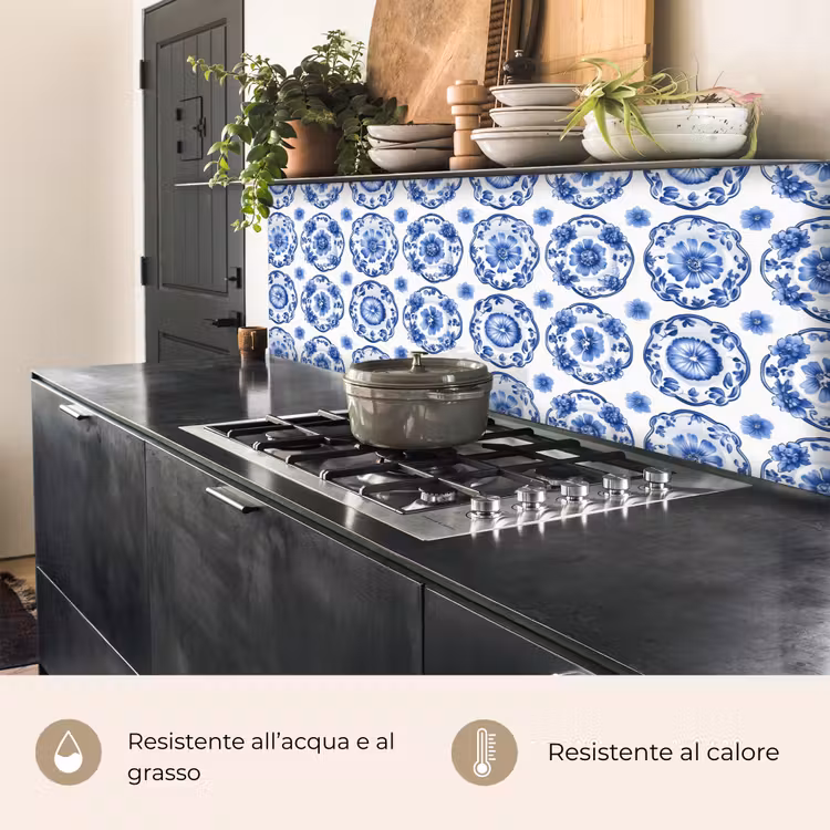 Schienale cucina - Piatti ornamentali - Fiori - Blu — 5