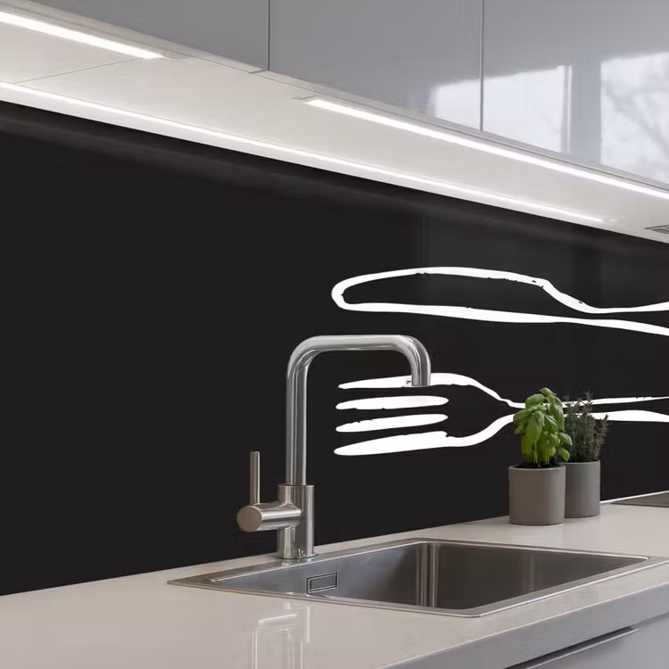 Schienale cucina - Posate - Bugiardino - Nero - Bianco — 2