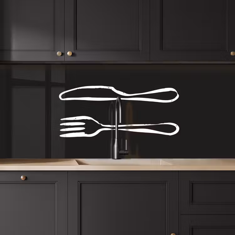 Schienale cucina - Posate - Bugiardino - Nero - Bianco — 6
