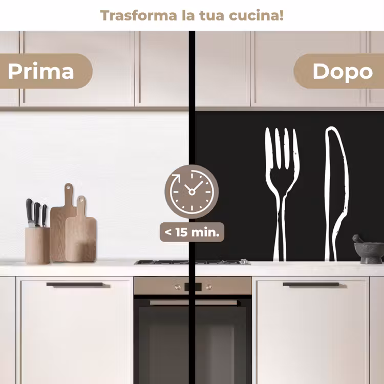 Schienale cucina - Posate - Montante - Nero - Bianco — 3