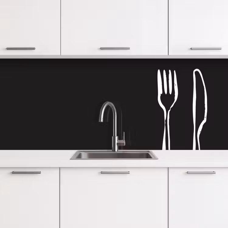 Schienale cucina - Posate - Montante - Nero - Bianco — 4