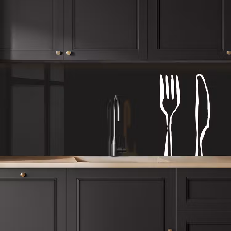 Schienale cucina - Posate - Montante - Nero - Bianco — 6