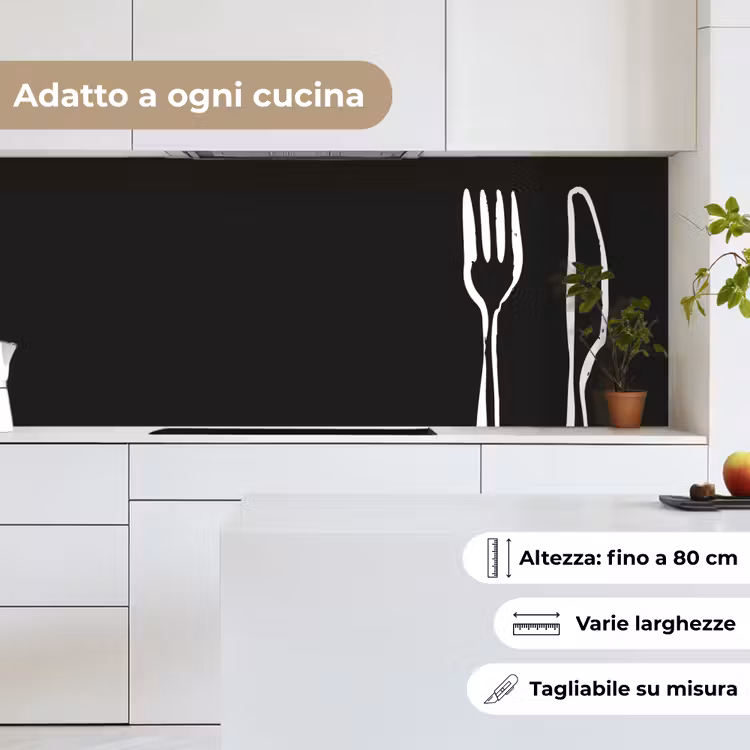 Schienale cucina - Posate - Montante - Nero - Bianco — 7
