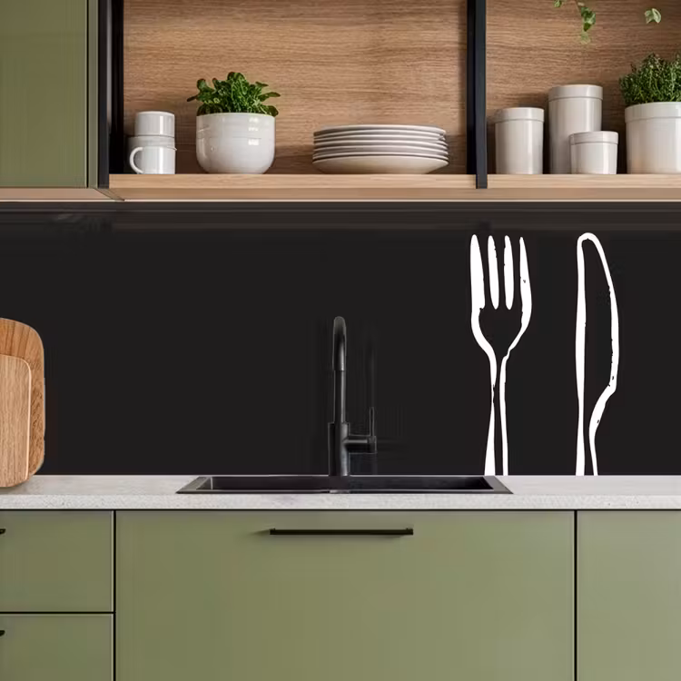 Schienale cucina - Posate - Montante - Nero - Bianco — 8