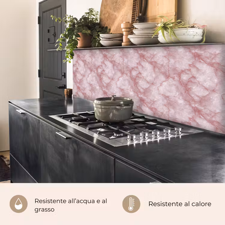Schienale cucina - Rosa - Marmo di quarzo - Venature — 5