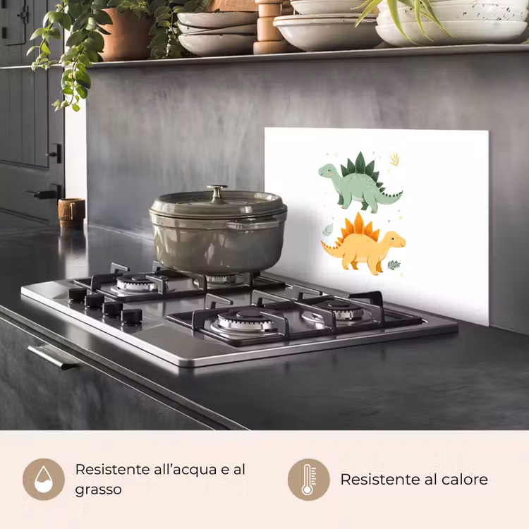 Paraschizzi cucina - Stelle - Stegosauri - Foglie - Verde — 2