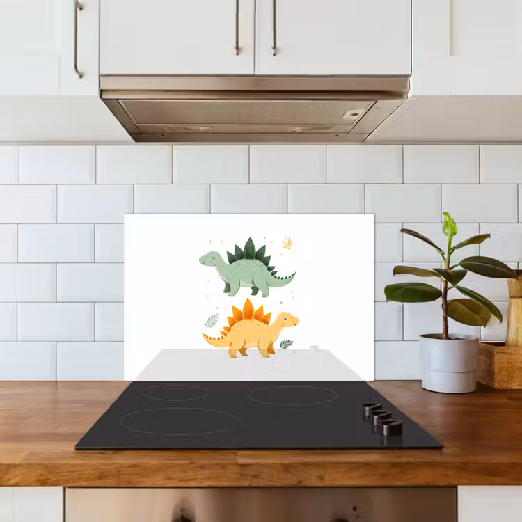 Paraschizzi cucina - Stelle - Stegosauri - Foglie - Verde — 3