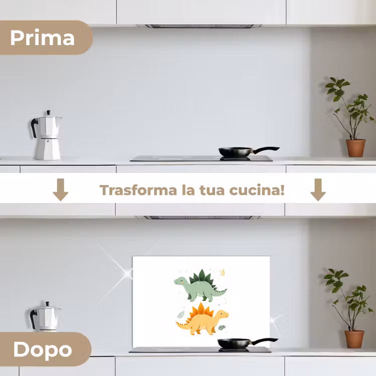 Paraschizzi cucina - Stelle - Stegosauri - Foglie - Verde — 7