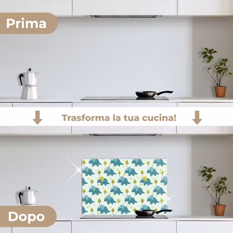 Paraschizzi cucina - Triceratopo - Blu - Puntini - Alberi — 7